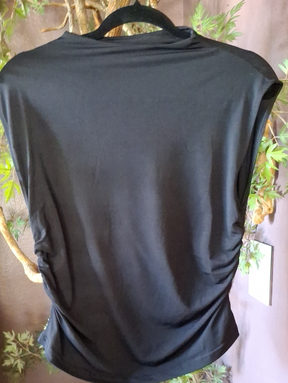 H&M Black Sleeveless Draped Crop Tank Top With Side Ruching